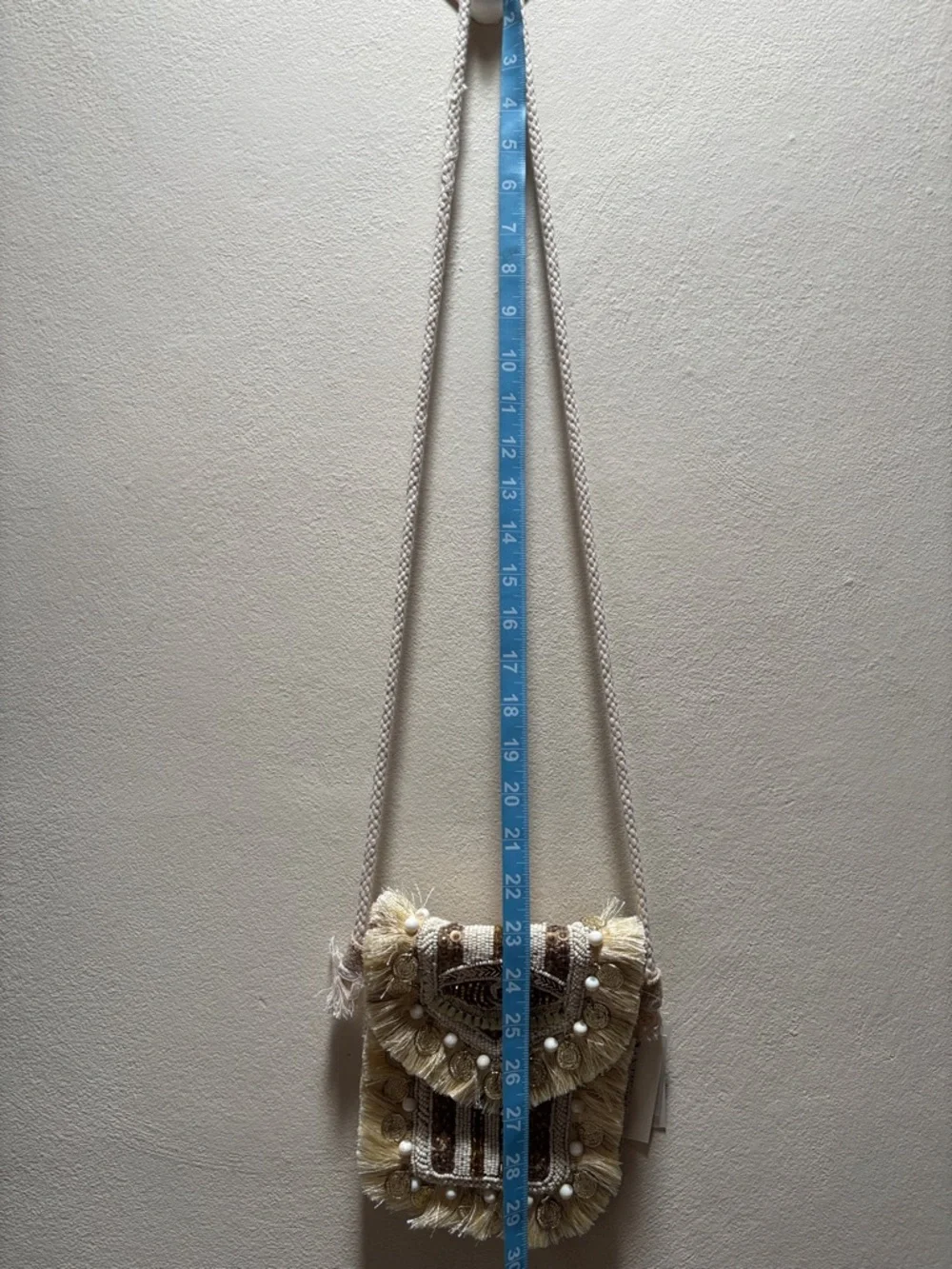 Antik Kraft Boho Fringe Crossbody Bag in Cream and Brown - Picture 5 of 9